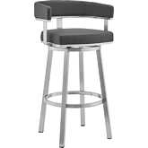 Lorin 26" Swivel Counter Stool Gray Leatherette & Brushed Stainless Steel