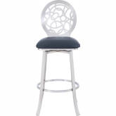 Lotus 30" Bar Stool in Brushed Stainless Finish & Grey Leatherette