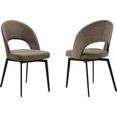 Lucia Swivel Dining Chair in Coffee Brown Fabric & Black Metal (Set of 2)