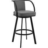 Livingston 26" Swivel Counter Stool in Gray Leatherette & Black Metal