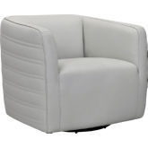 Melanie Swivel Barrel Accent Chair in Dove Grey Genuine Leather