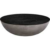 Melody Round Coffee Table in Concrete & Black Brushed Oak