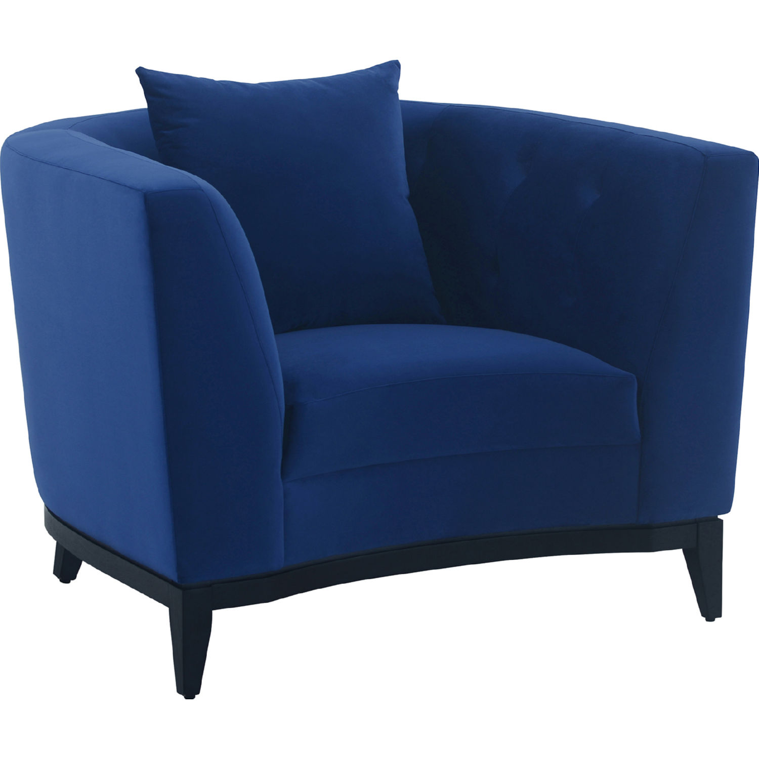 Armen Living Melange Blue Velvet Upholstered Accent Chair with Black Wood Base