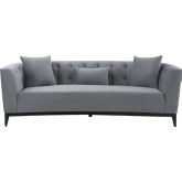 Melange Sofa in Grey Velvet with Black Wood Base