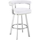 Magnolia 30" Swivel Bar Stool in Brushed Stainless Steel & White Leatherette