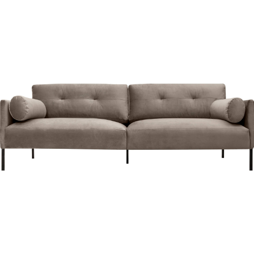 Michalina 84" Sofa in Fossil Gray Velvet & Black Metal