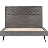 Makena King Platform Frame Bed in Grey Acacia Wood & Black Metal