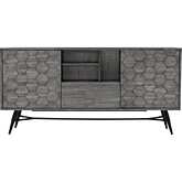 Makena Sideboard Buffet in Grey Acacia Wood & Black Metal