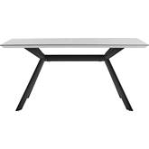Margot 63" Dining Table in Light Gray Melamine & Black Metal