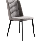Maine Dining Chair in Matte Black Finish & Gray Fabric (Set of 2)