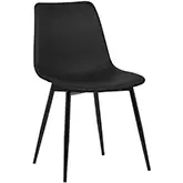 Monte Dining Chair in Black Leatherette on Black Metal Legs