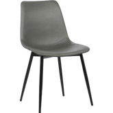 Monte Dining Chair in Grey Leatherette on Black Metal Legs