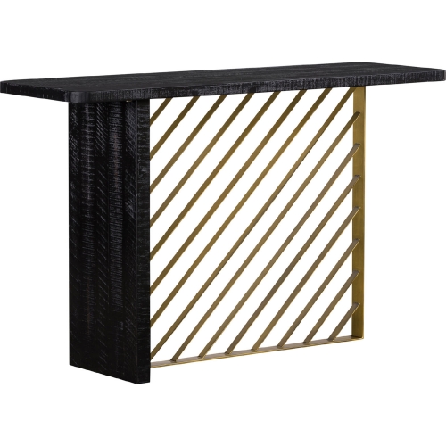Monaco Console Table Black Wood & Antique Brass