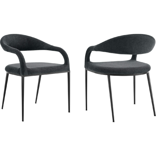 Morgan Dining Chair in Matte Black Iron & Charcoal Fabric (Set of 2)