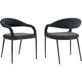 Morgan Dining Chair in Matte Black Iron & Charcoal Fabric (Set of 2)