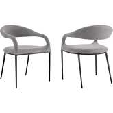 Morgan Dining Chair in Matte Black Iron & Light Gray Fabric (Set of 2)