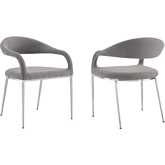 Morgan Dining Chair in Brushed Stainless Steel & Light Gray Fabric (Set of 2)