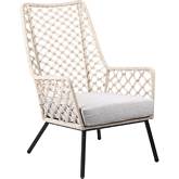 Marco Indoor Outdoor Lounge Chair in Natural Rope, Black Steel & Gray Fabric (Set of 2)