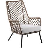Marco Indoor Outdoor Lounge Chair in Truffle Rope, Black Steel & Gray Fabric (Set of 2)