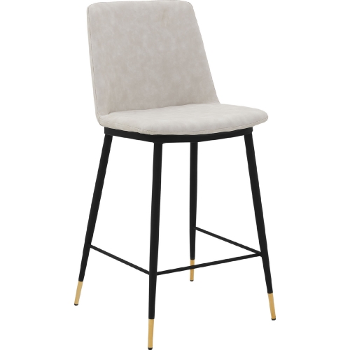 Messina 26" Counter Stool in Cream Leatherette & Black Metal