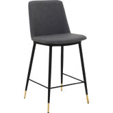 Messina 26" Counter Stool in Grey Leatherette & Black Metal