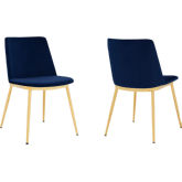 Messina Dining Chair in Blue Velvet & Gold Metal (Set of 2)