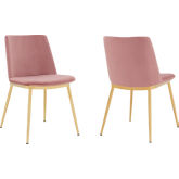 Messina Dining Chair in Pink Velvet & Gold Metal (Set of 2)