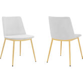 Messina Dining Chair in White Grey Velvet & Gold Metal (Set of 2)