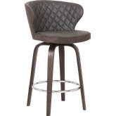 Mynette 26" Swivel Counter Stool in Brown Leatherette