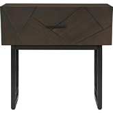 Marquis 1 Drawer Nightstand in Smoke Oak Wood & Black Metal Legs