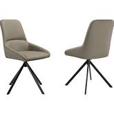 Maverick Swivel Dining Chair in Taupe Gray Leatherette & Black Metal (Set of 2)