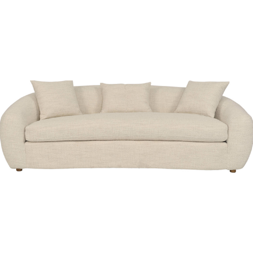 Molly 96.5" Curved Sofa in Pearl White Fabric