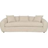 Molly 96.5" Curved Sofa in Pearl White Fabric