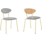 Neo Dining Chair in Grey Velvet & Gold Metal (Set of 2)