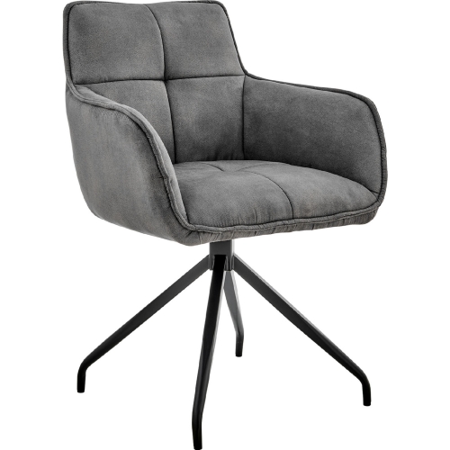 Noah Dining Chair in Charcoal Fabric & Black Metal Legs