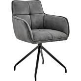 Noah Dining Chair in Charcoal Fabric & Black Metal Legs