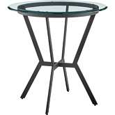 Naomi 36" Round Bar Table in Tempered Glass & Black Metal