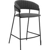 Nara 26" Counter Stool in Grey Leatherette & Black Metal