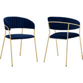 Nara Dining Chair Blue Velvet & Gold Metal (Set of 2)