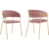 Nara Dining Chair Pink Velvet & Gold Metal (Set of 2)