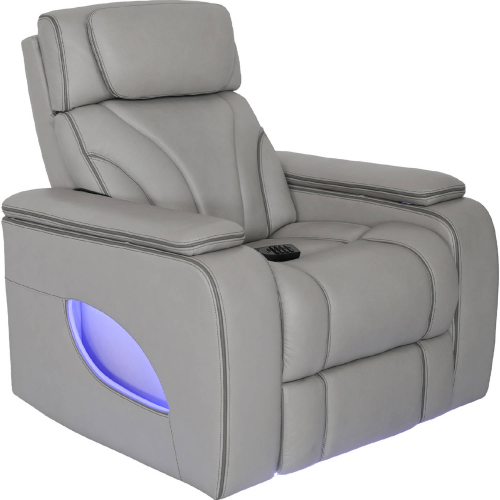 Octavia Zero Gravity Power Recliner with Heat & Massage in Silver Gray Leather