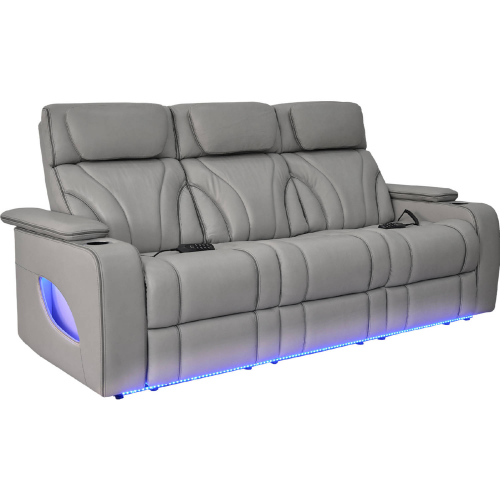 Octavia 86" Zero Gravity Power Reclining Sofa with Heat & Massage in Silver Gray Leather