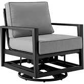Cayman Outdoor Swivel Glider Chair in Gray Fabric & Black Aluminum