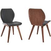 Ontario Dining Chair in Gray Leatherette & Walnut Finish (Set of 2)