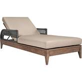 Orbit Outdoor Chaise Lounge Chair in Weathered Eucalyptus Wood, Gray Rope & Taupe Olefin Fabric