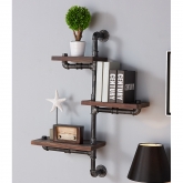 Orton 30" Industrial Wood Floating Wall Shelf with Metal Pipe