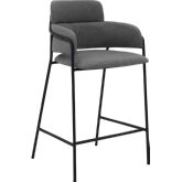 Oshen 26" Counter Stool in Grey Leatherette & Black Metal