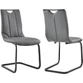Pacific Dining Chair in Gray Leatherette & Black Finish (Set of 2)