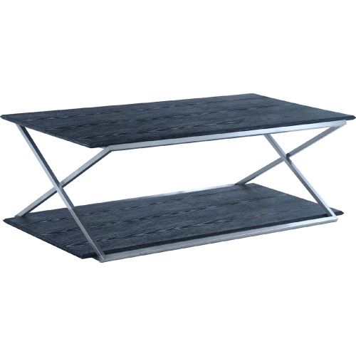 Westlake Coffee Table in Black Veneer & Brushed Stainless Steel