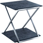 Westlake End Table in Black Veneer & Brushed Stainless Steel